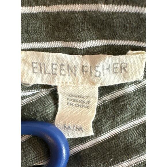 Eileen Fisher‎ Striped Boxy Top Hemp Organic Recycled Gray White Women's Mediim - Picture 7 of 7